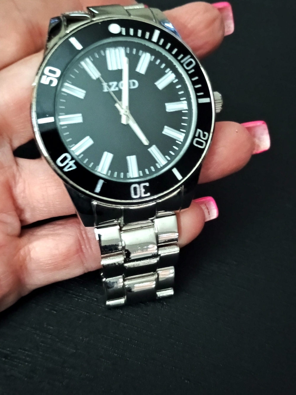 IZOD Men’s Black Dial Silver Bracelet Watch